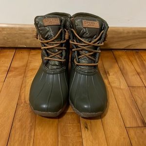 Army green Sperry Boots